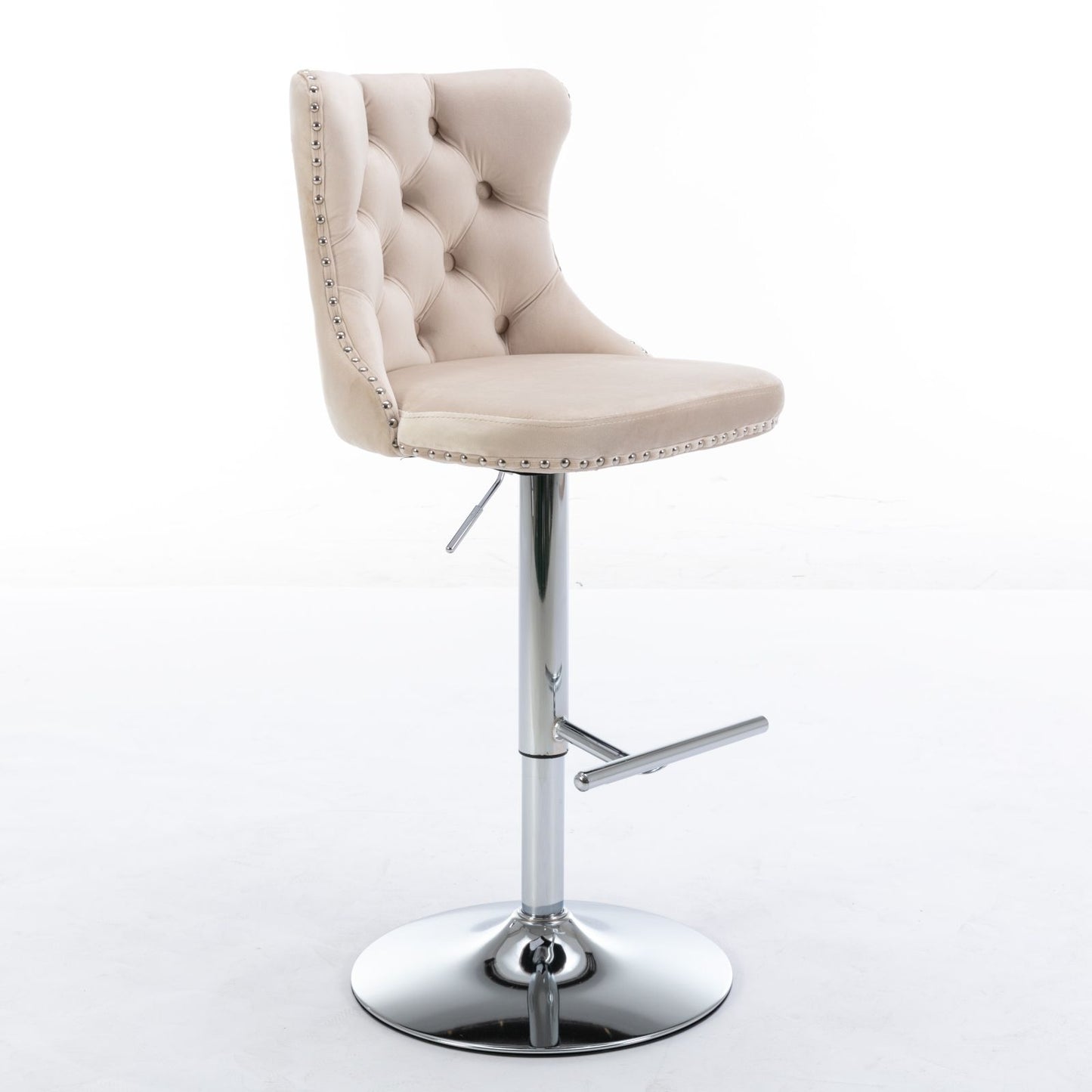Swivel Velvet Barstools Adjusatble Seat Height From 25-33", Modern Upholstered Chrome Base Bar Stools With Backs Comfortable Tufted For Home Pub And Kitchen Island (Set of 2) Home Essentials