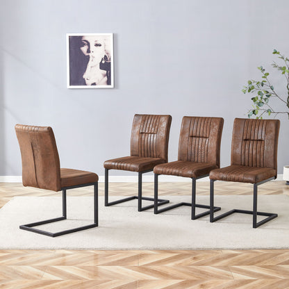 Ergonomic Technology Fabric Dining Chairs With Black Metal Legs, Comfortably Simple Design, (Set of 4) - Brown Home Essentials
