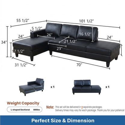 L - Shaped Sectional Sofa With Chaise & Ottoman Home Essentials