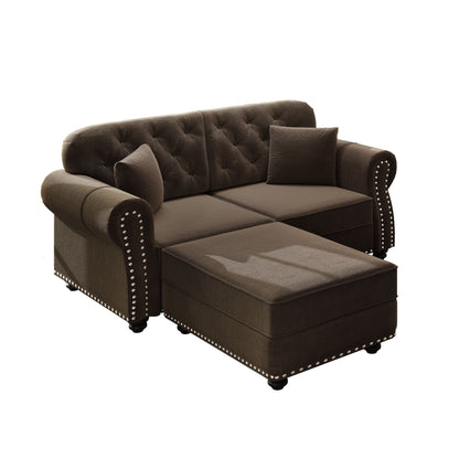 Upholstered Sofa Set With Nailhead Trim And Rolled Armrests, Includes Pillows Home Essentials