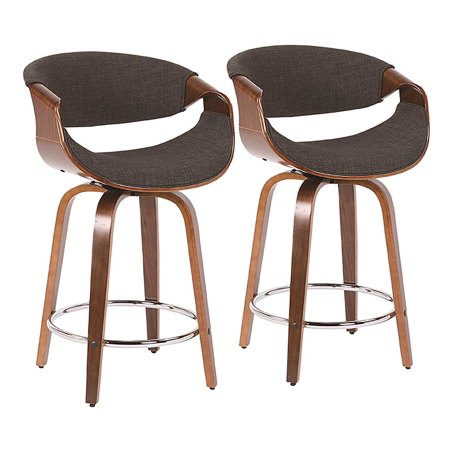 Curvini - Mid Century Modern Counter Stool (Set of 2) Lumi Source