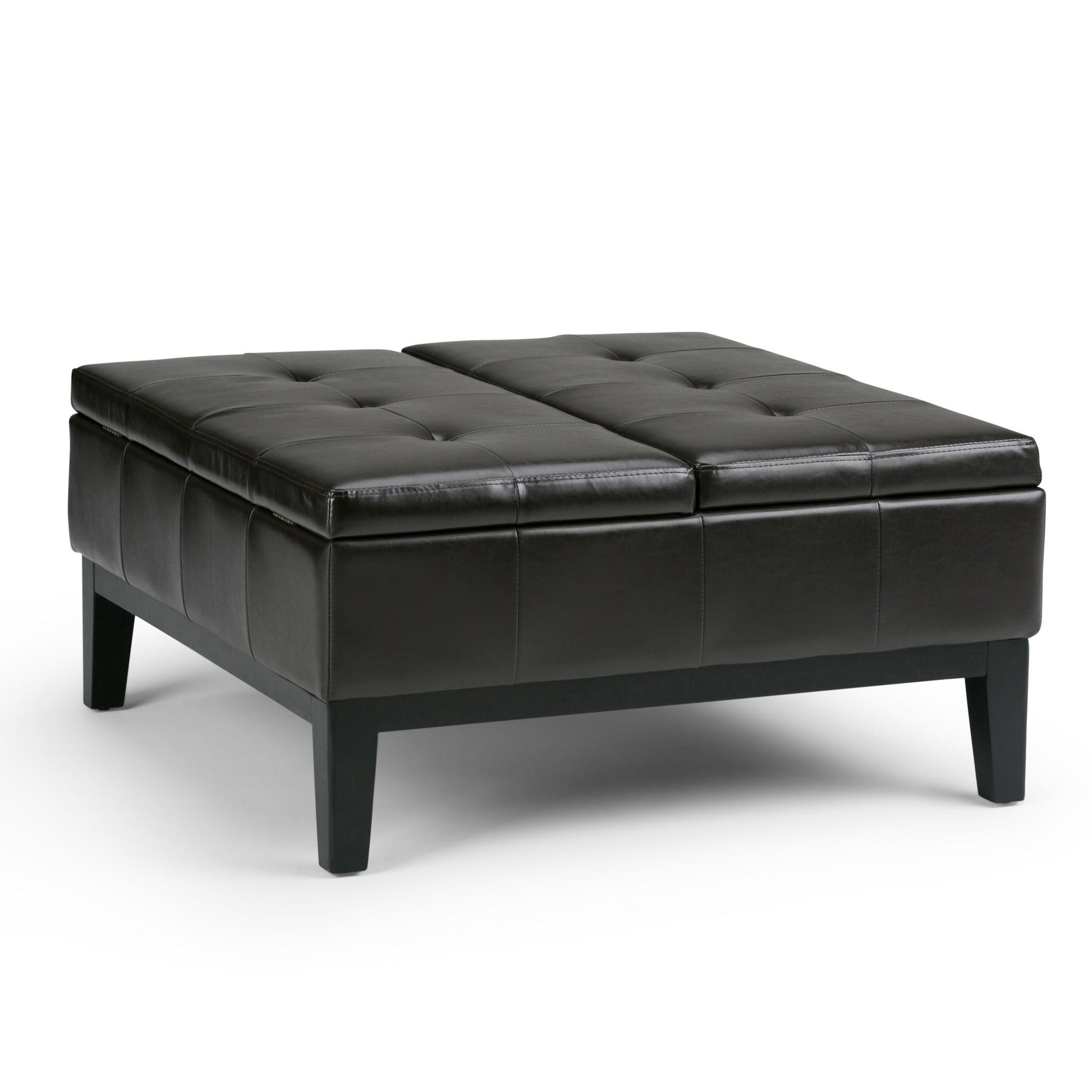 Dover - Square Coffee Table Storage Ottoman - Tanners Brown Simpli-Home