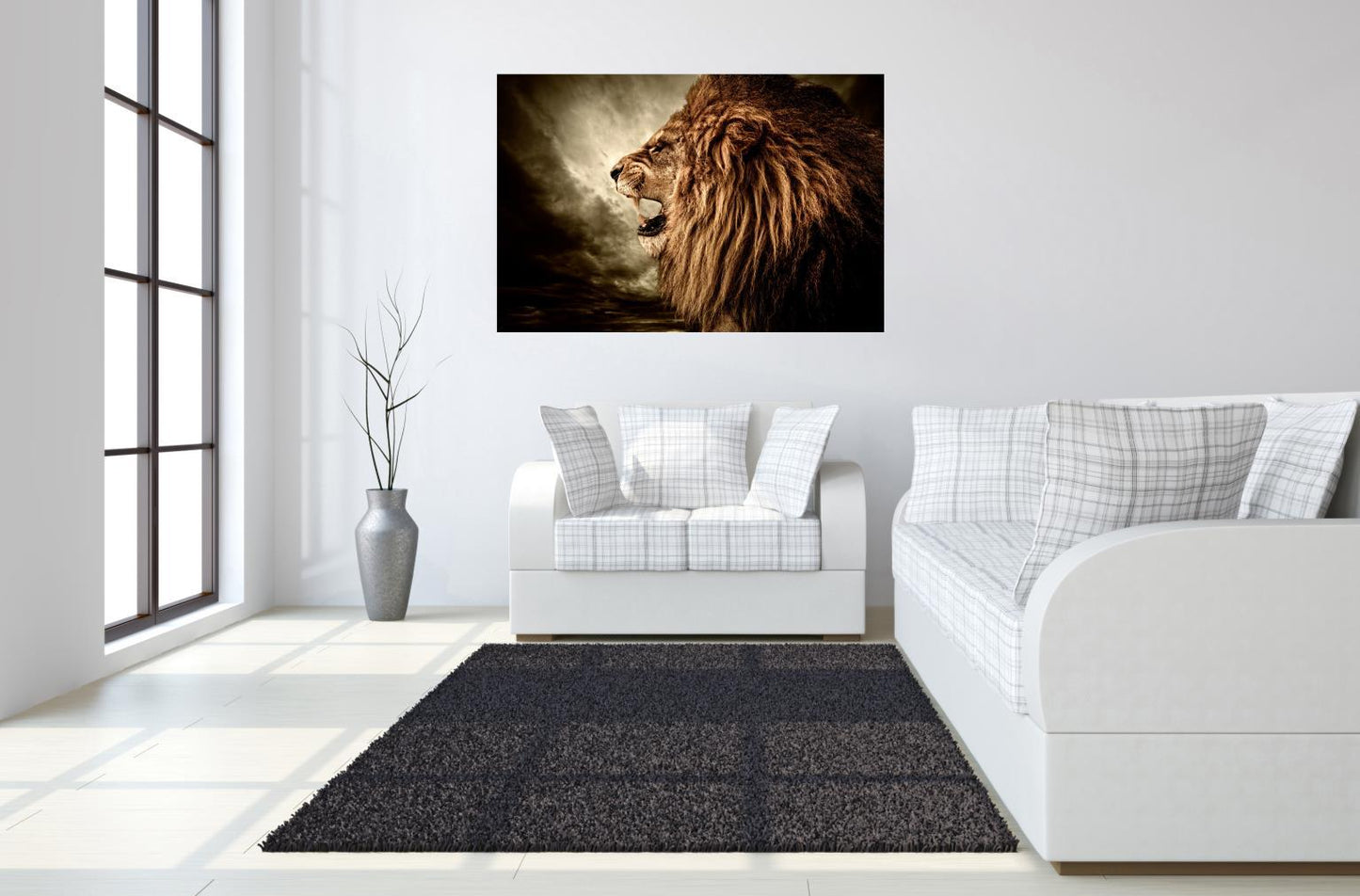 Floating Tempered Glass With Lion Foil - Light Brown