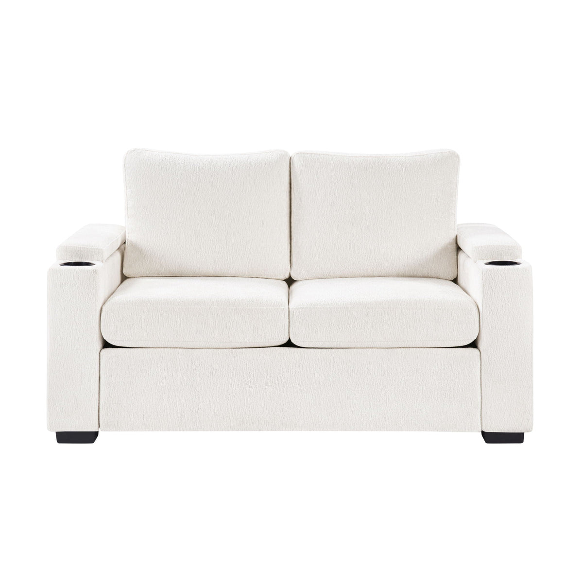 Pull Out Sofa Bed Loveseat With Twin Mattress, Cup Holders And Arm Storage Hearth and Haven