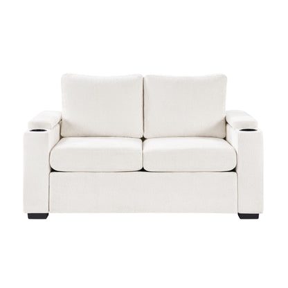 Pull Out Sofa Bed Loveseat With Twin Mattress, Cup Holders And Arm Storage Hearth and Haven