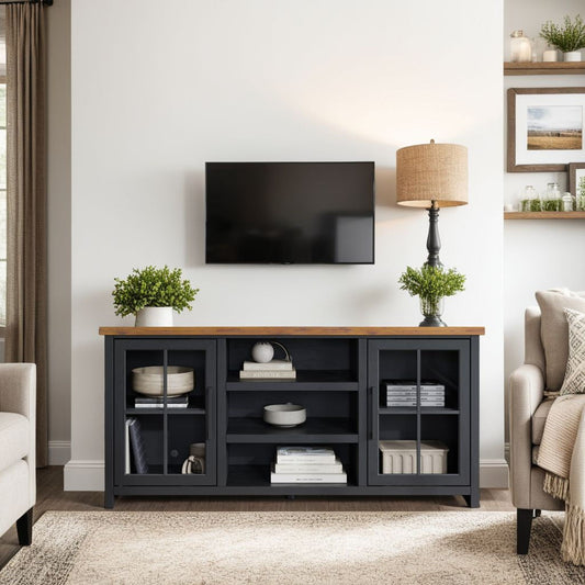Essex - TV Stand Console For TVs Up To 80" - Black, Whiskey Legends