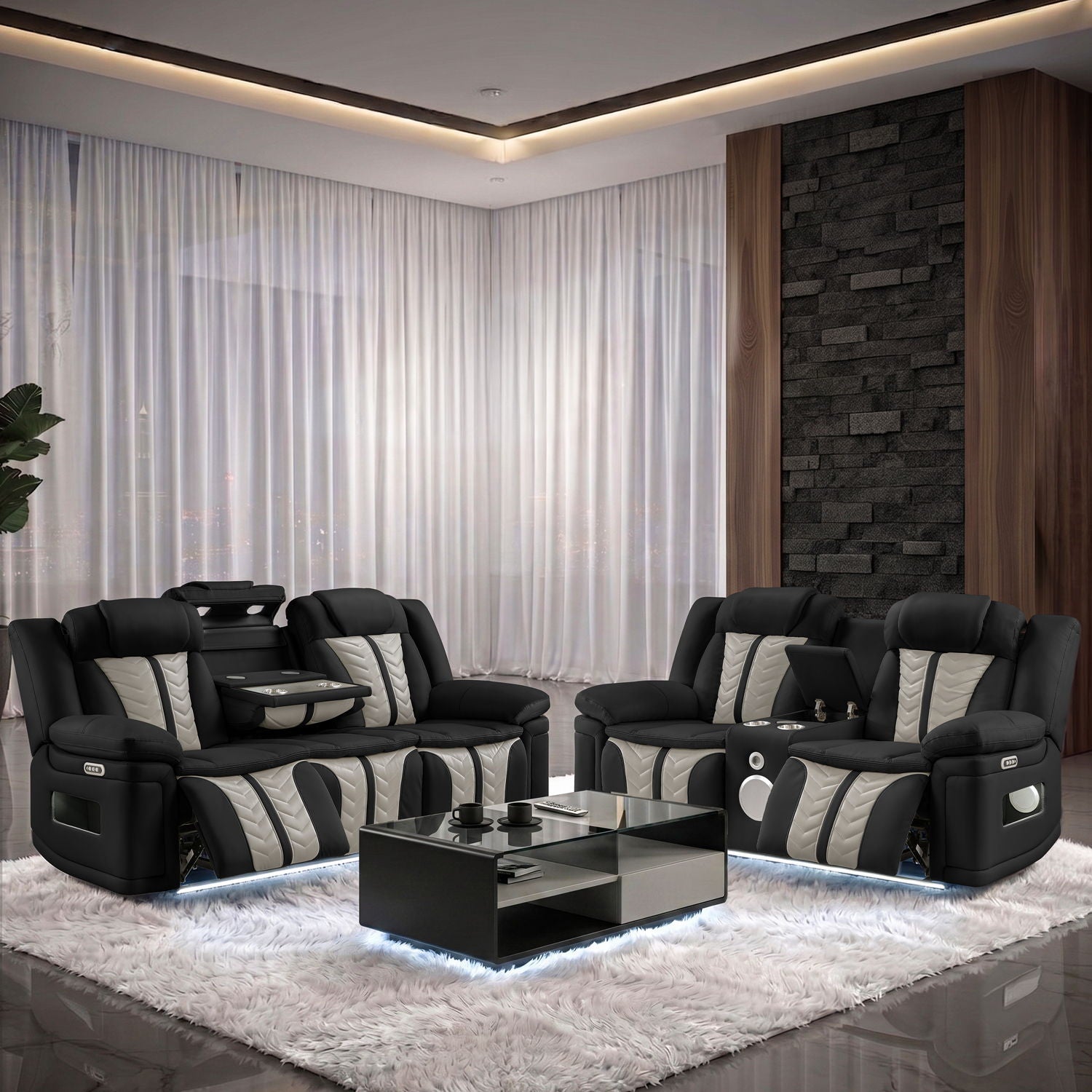 Cruiser - Power Reclining Set With LED Lighting Matrix Furniture Group
