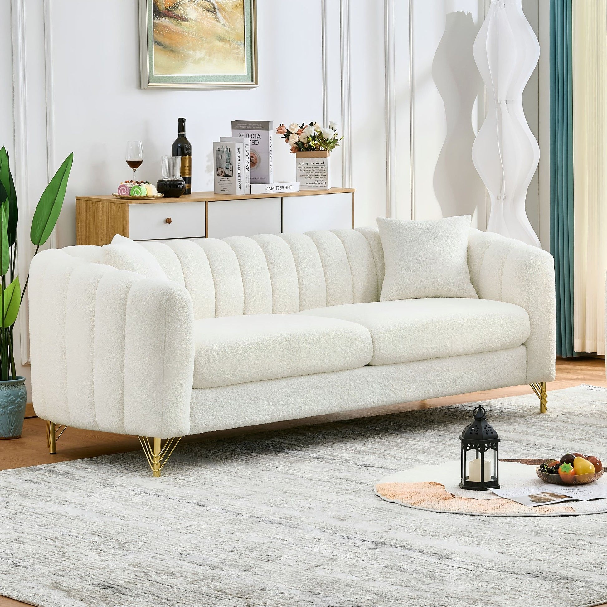 Tufted Oversized Sofa For Living Spaces - Beige Home Essentials