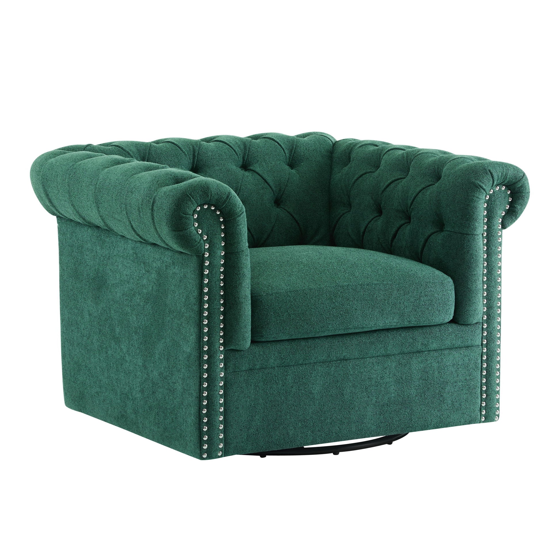 Chesterfield Style Swivel Club Chair With Button Tufted Noble House