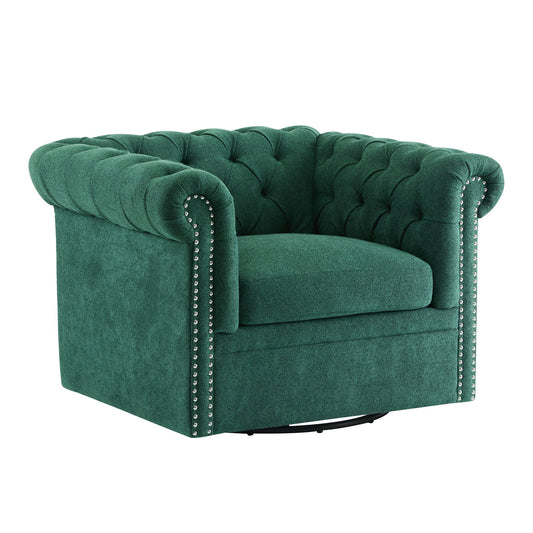 Chesterfield Style Swivel Club Chair With Button Tufted Noble House