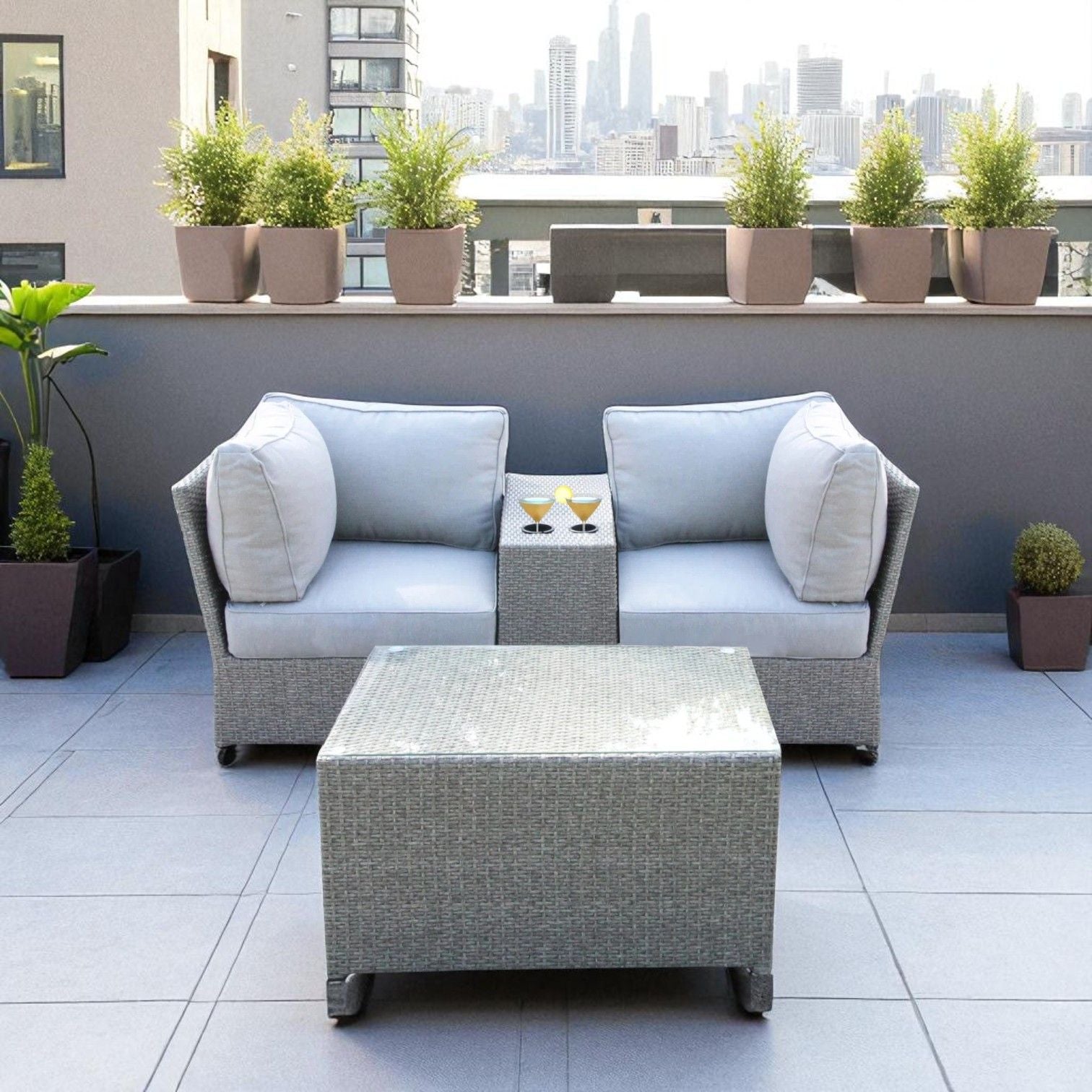 Comfortable Modern Patio Rattan Sectional Set With Cushions LSI Patio Furniture