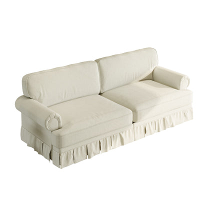 Luxuriously Comfortable Cloud Couch With Elegant Rolled Arms & Pleated Skirt Design Home Essentials