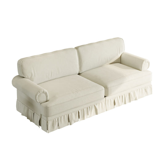 Luxuriously Comfortable Cloud Couch With Elegant Rolled Arms & Pleated Skirt Design Home Essentials