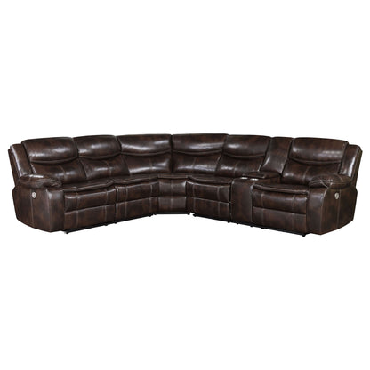 Mclean - Power Reclining Sectional Sofa With Storage Console - Dark Brown Furniture Max