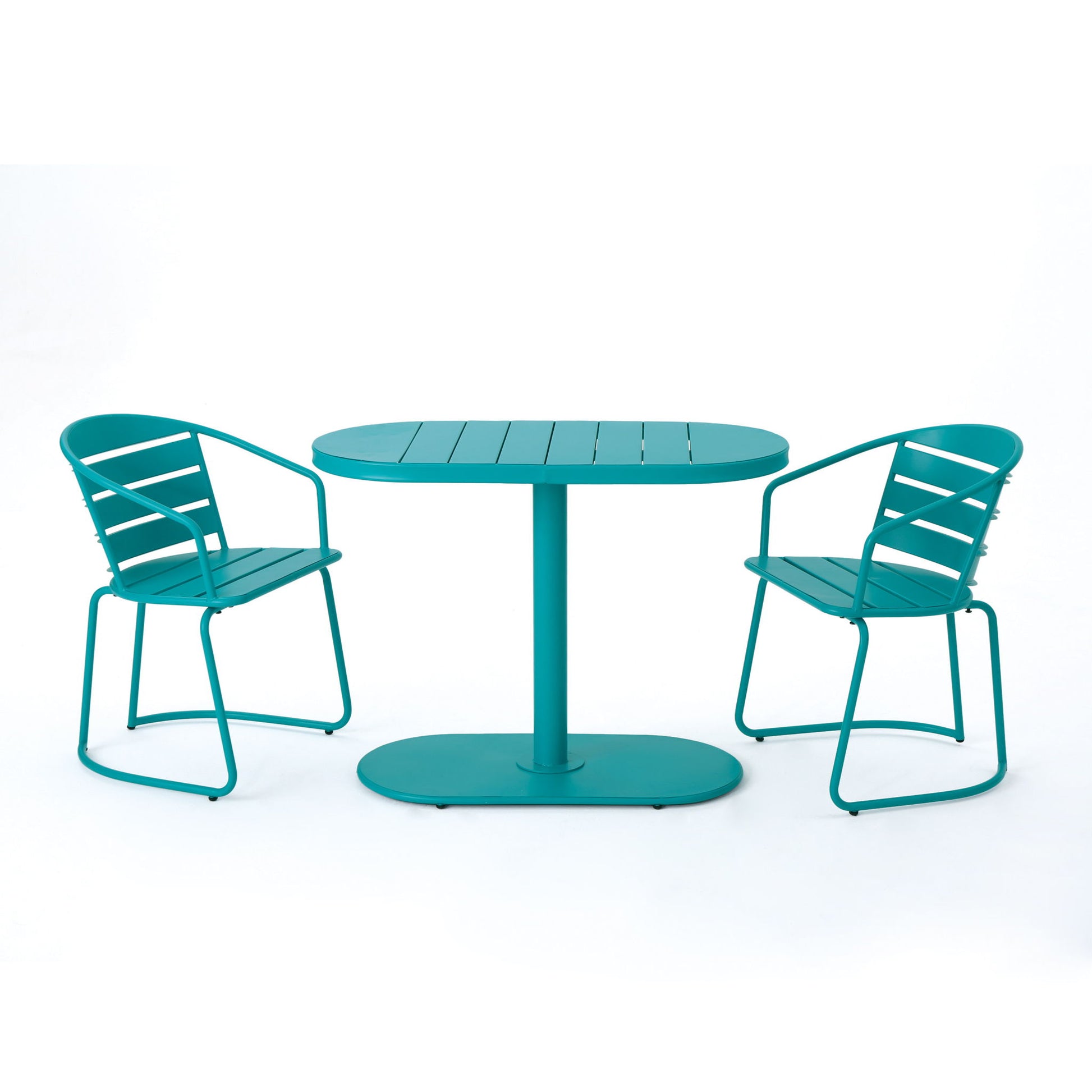 3 Piece Elegant Outdoor Bistro Set With 2 Chairs And Oval Table Noble House