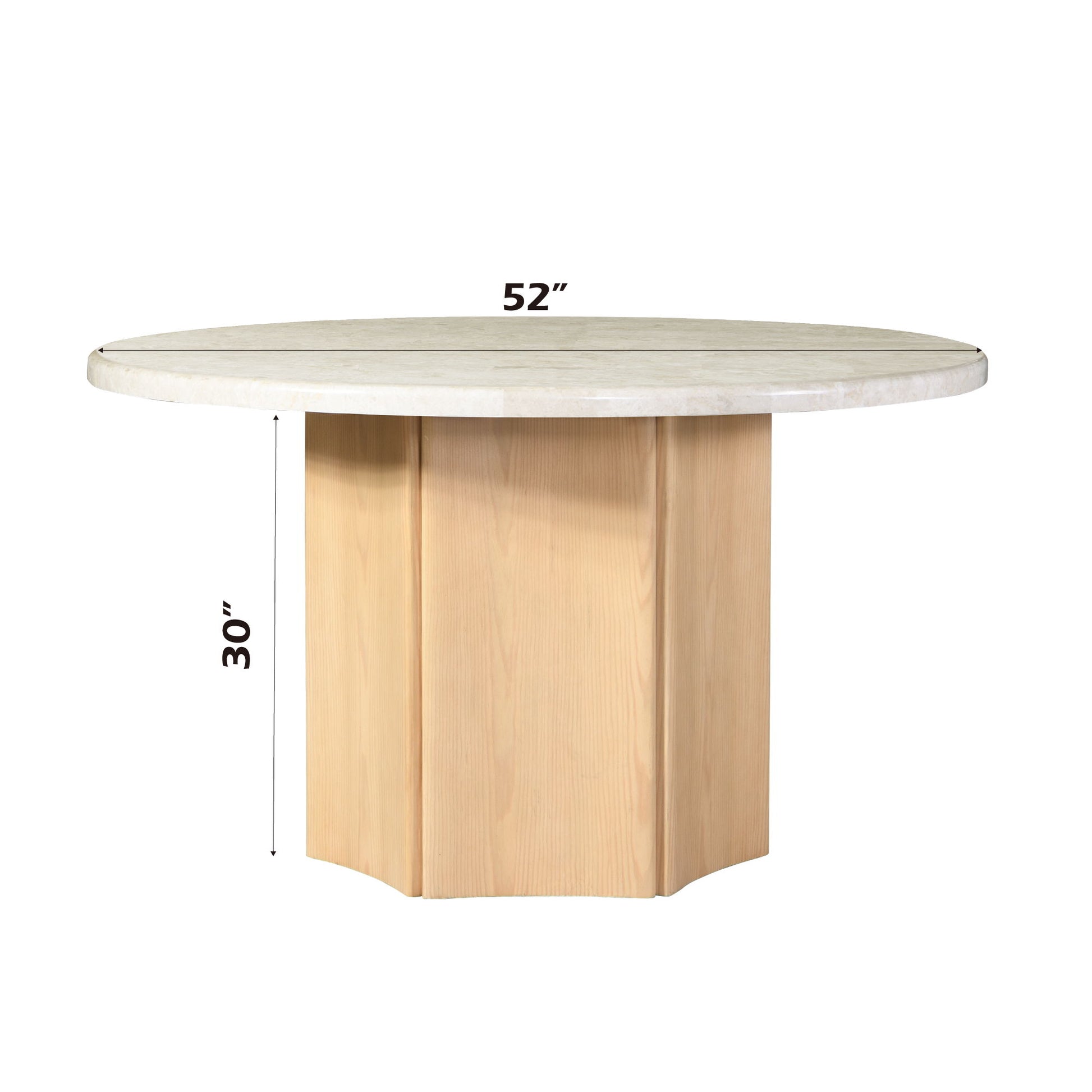 Qwin - Marble Top Round Dining Table - Natural Acme