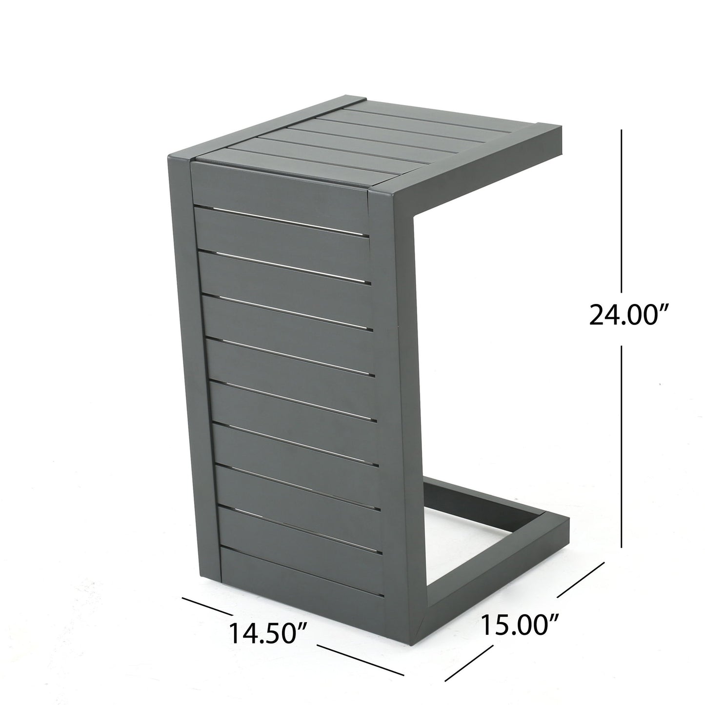 Aluminum Outdoor C - Shaped Side Table For Patio Noble House