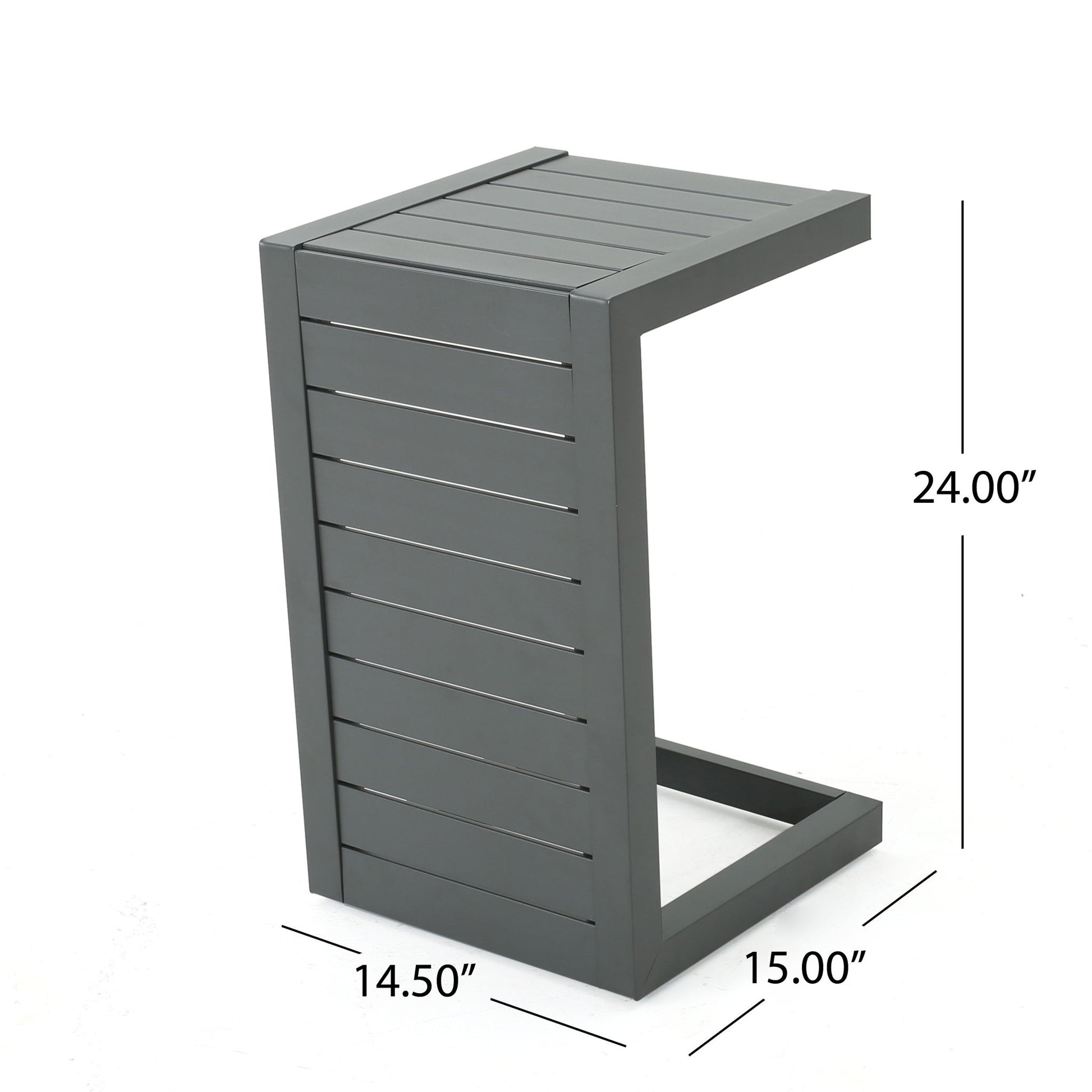 Aluminum Outdoor C - Shaped Side Table For Patio Noble House
