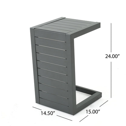 Aluminum Outdoor C - Shaped Side Table For Patio Noble House