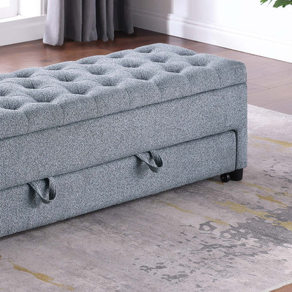 Storage Ottoman With Tufted Seat And Underseat Drawer Home Essentials
