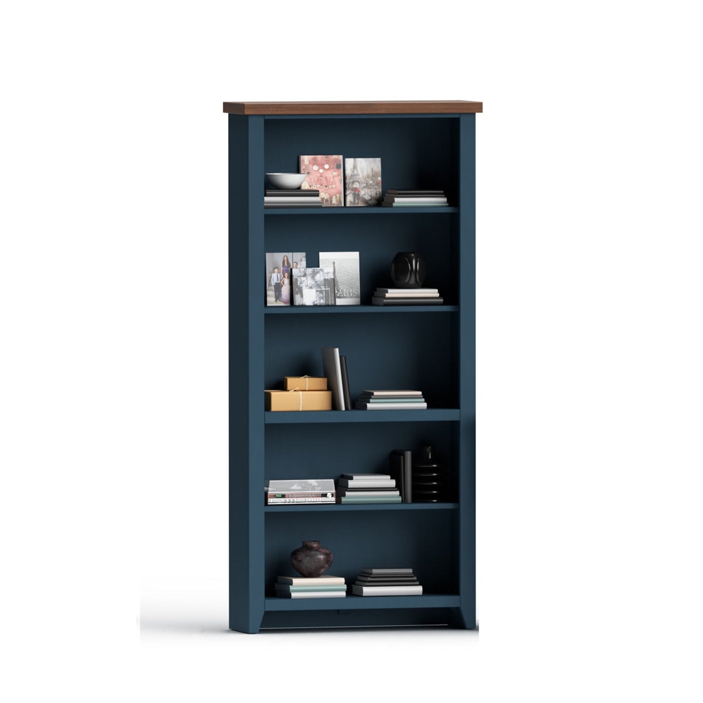 Nantucket - 5 Shelf Bookcase - Blue Denim, Whiskey Legends
