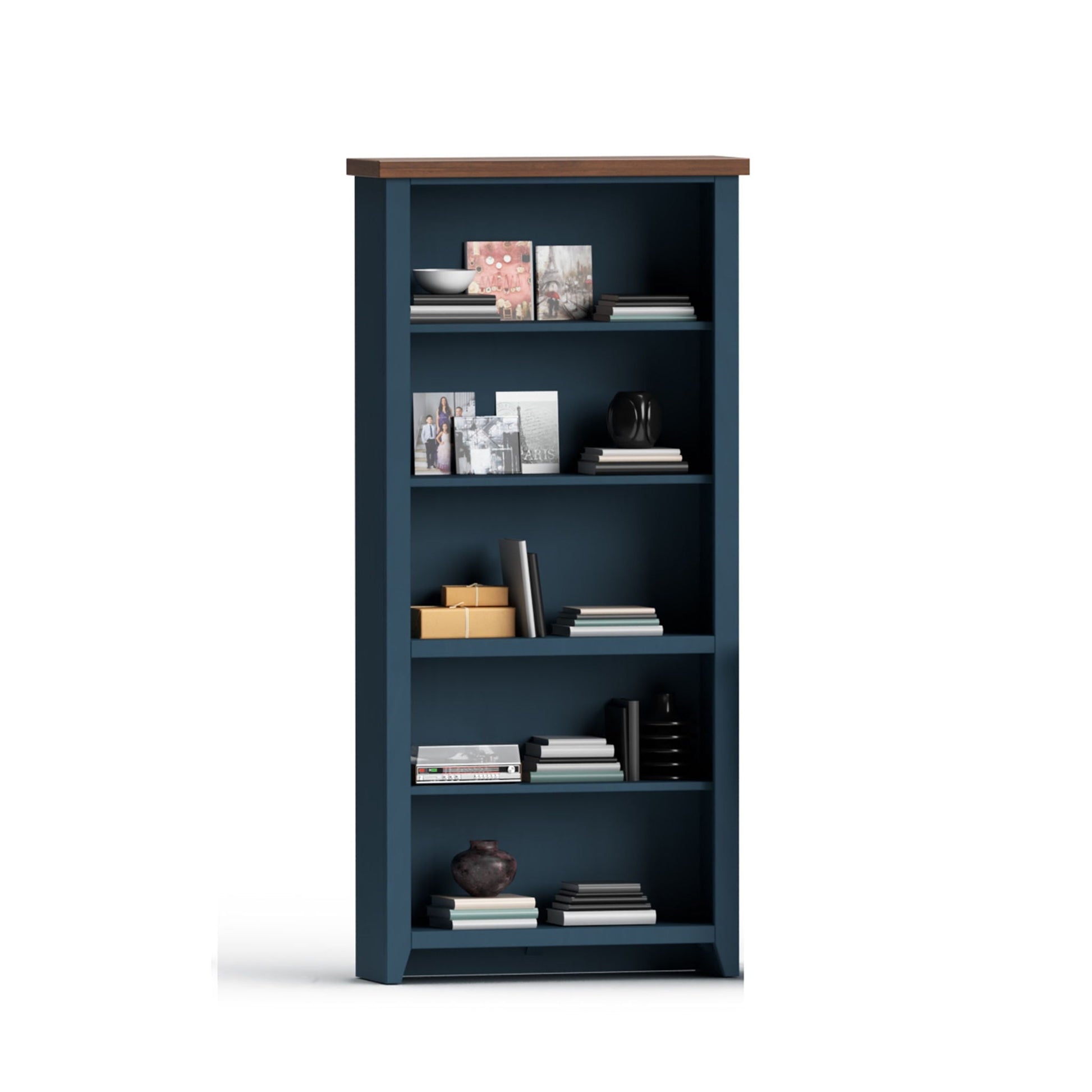 Nantucket - 5 Shelf Bookcase - Blue Denim, Whiskey Legends