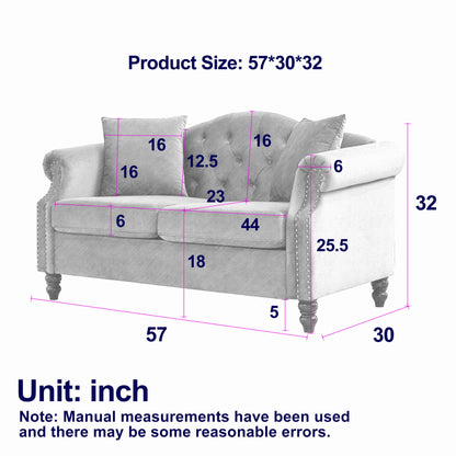 2 Seater Chesterfield Sofa With Rolled Arms And Nailhead Trim For Living Room Home Essentials