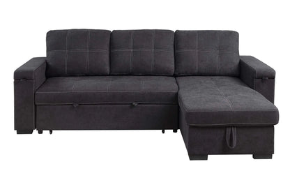 Toby - Woven Fabric Reversible Sleeper Sectional Sofa With Storage Chaise Cup Holder Charging Ports And Pockets Lilola Home