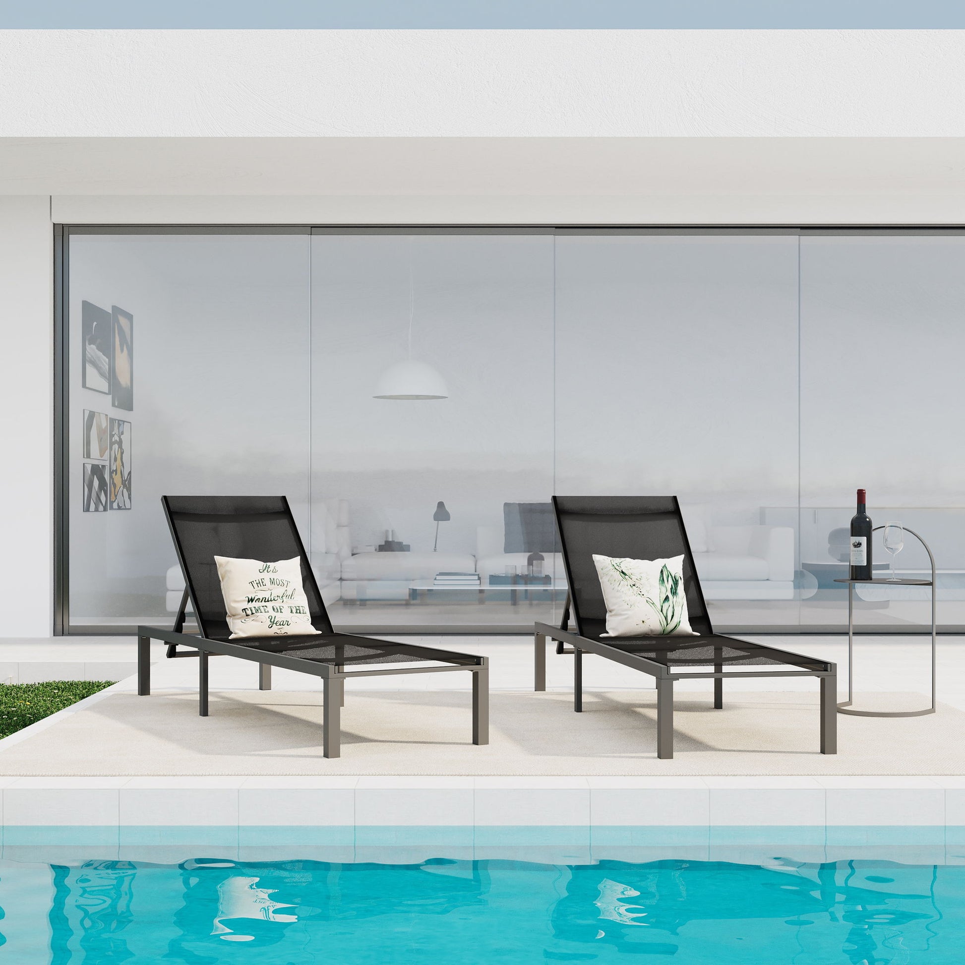 Westport - Outdoor Chaise Lounge (Set of 2) - Black Noble House