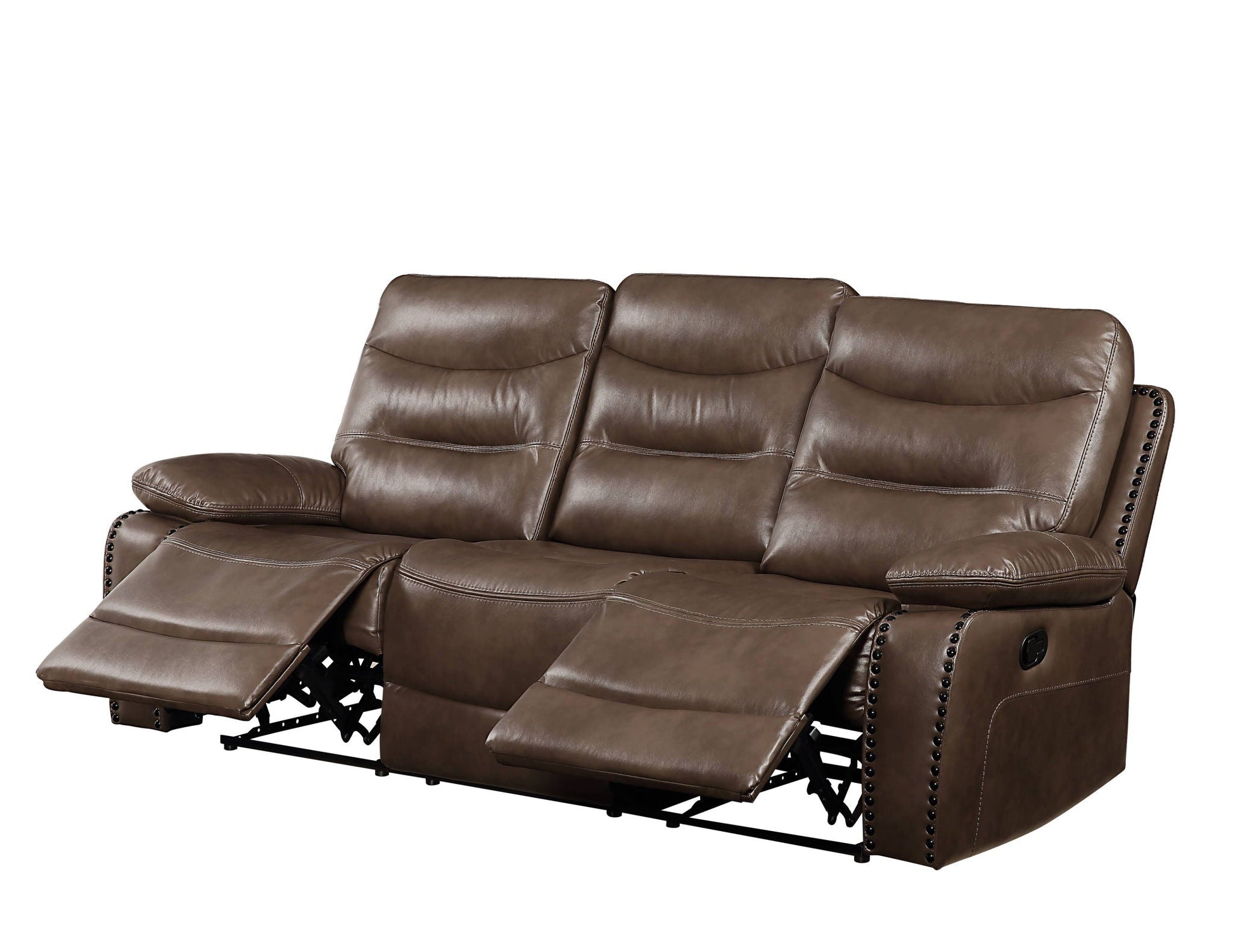 Aashi - Leather Gel Match Recliner Sofa - Brown Acme