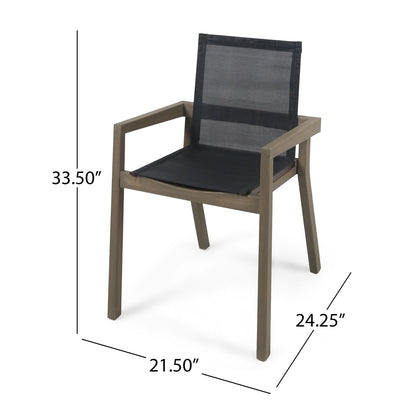 Belfast - Dining Chair With Acacia Wood Frame And Mesh Seating (Set of 2) Noble House