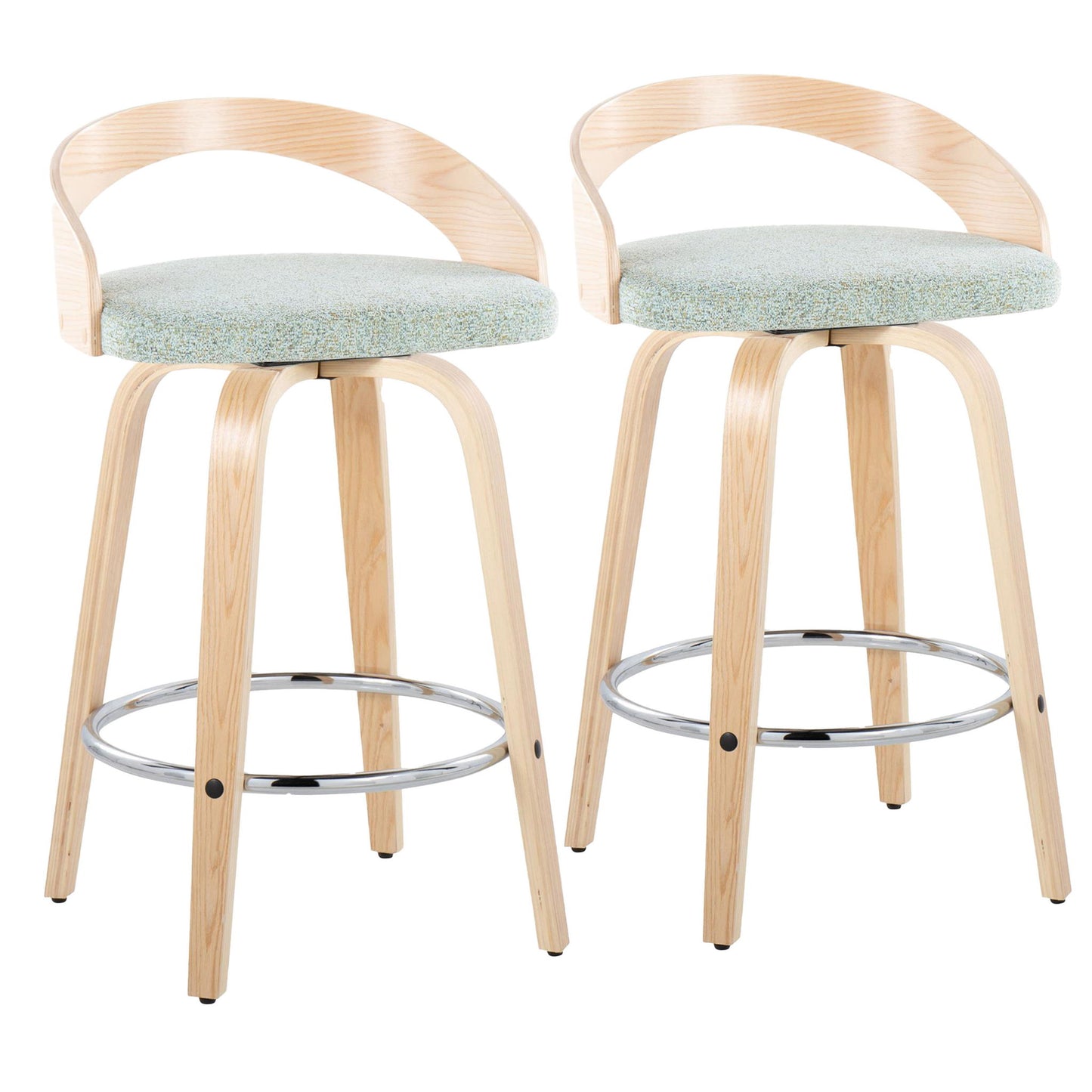 Grotto - Contemporary Fixed Height Counter Stool With Swivel With Round Footrest (Set of 2) Lumi Source