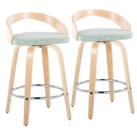 Grotto - Contemporary Fixed Height Counter Stool With Swivel With Round Footrest (Set of 2) Lumi Source