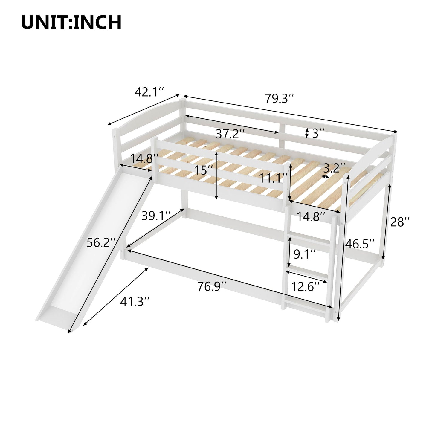Durable Bunk Bed With Convertible Slide And Ladder Hearth and Haven