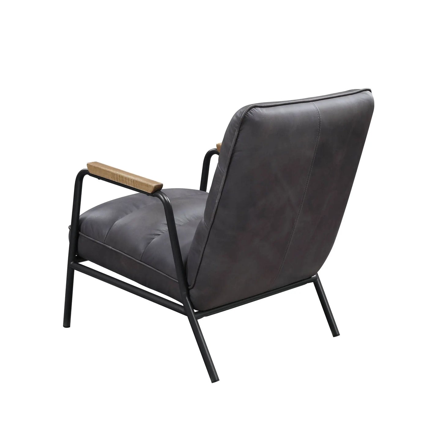 Nignu - Top Grain Leather Matt Iron Accent Chair - Gray Acme
