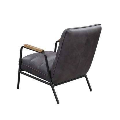 Nignu - Top Grain Leather Matt Iron Accent Chair - Gray Acme