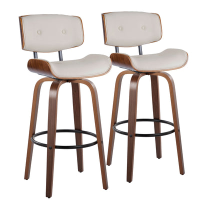 Lombardi - Mid-Century Modern Fixed Height Barstool With Swivel With Round Footrest (Set of 2) Lumi Source
