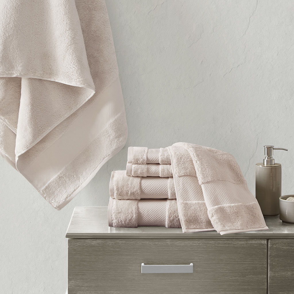 Turkish - 6 Piece Bath Towel Set - Blush