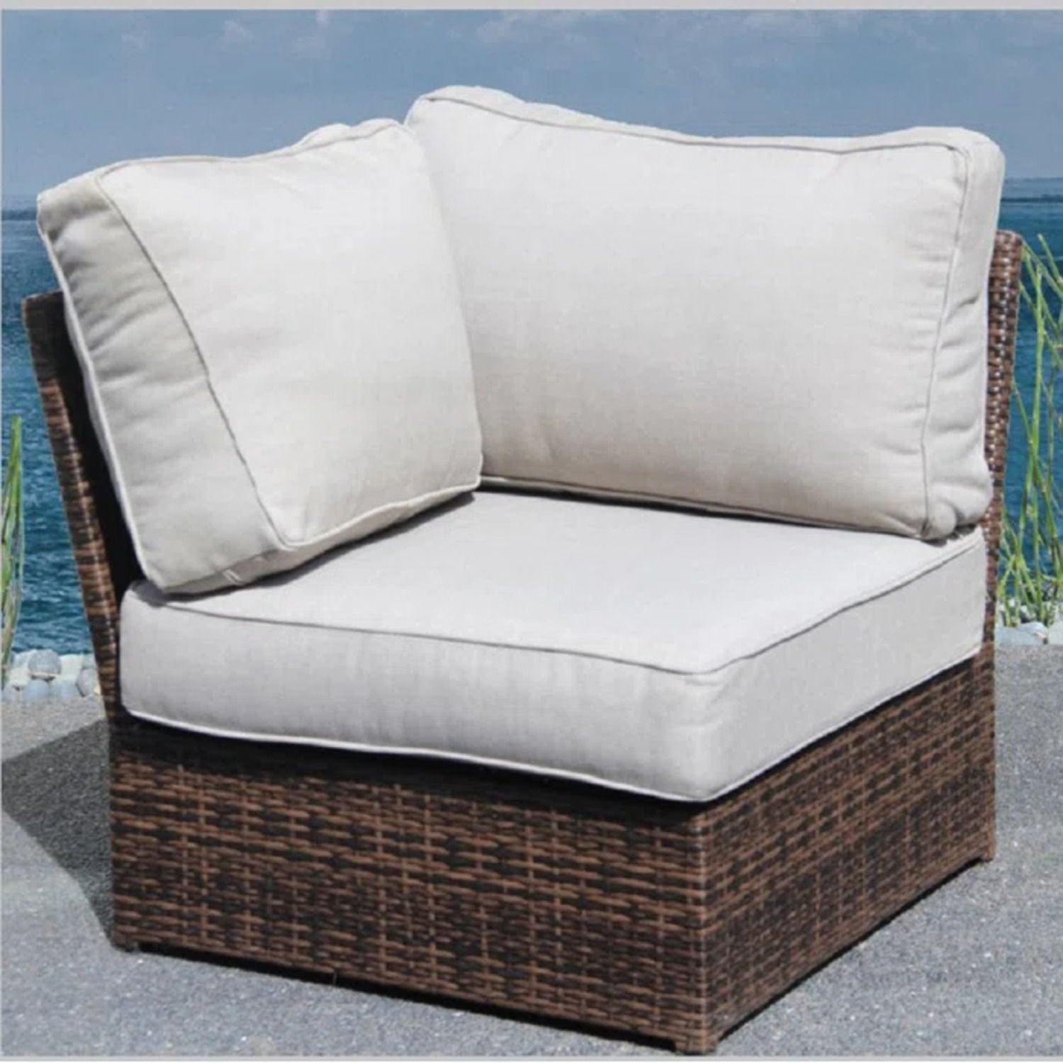 Shick - Corner Wedge Patio Chair With Cushions LSI Patio Furniture