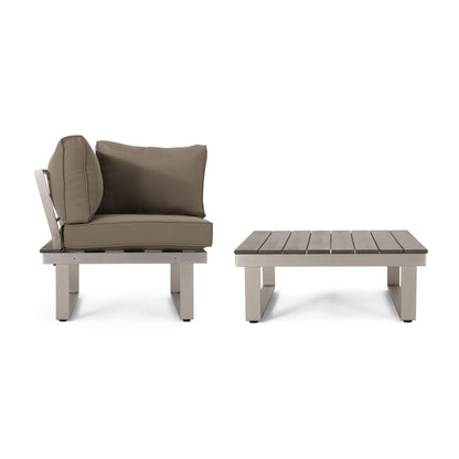 Sterling - Outdoor V Shaped 5 Seater Sofa Set With Cushions Noble House