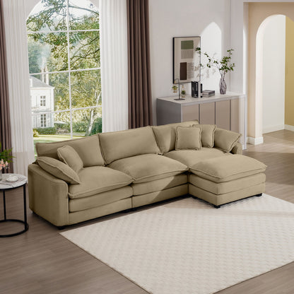 Modern Oversized Modular Cushion Sofa With Ottoman, Low Back, Deep Seating Sofa Set Home Essentials