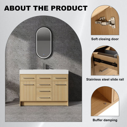Freestanding Bathroom Vanity With Resin Sink, Soft-Closing Doors And Drawers Home Essentials