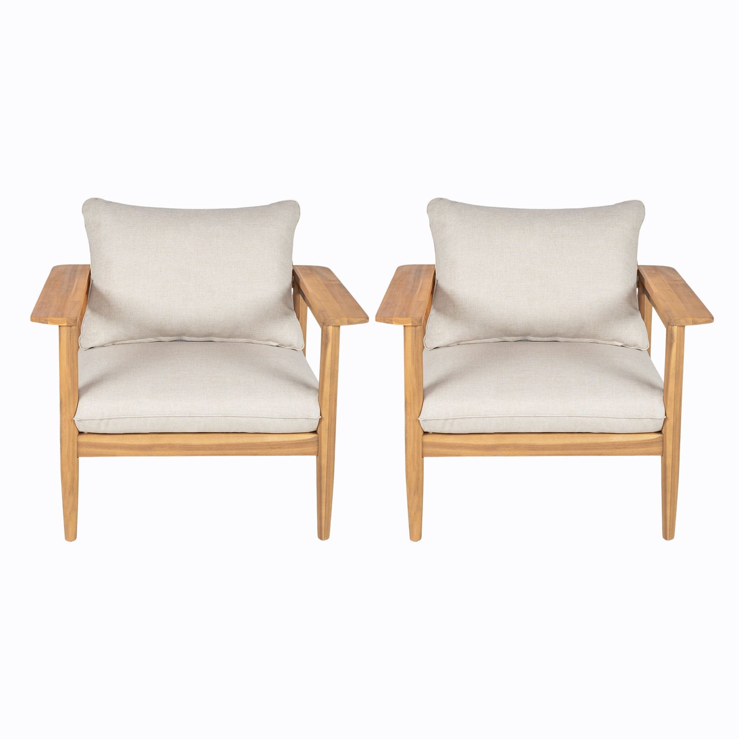 Terassi - Outdoor Lounge Chair (Set of 2) With Cushions - Beige / Light Teak Noble House
