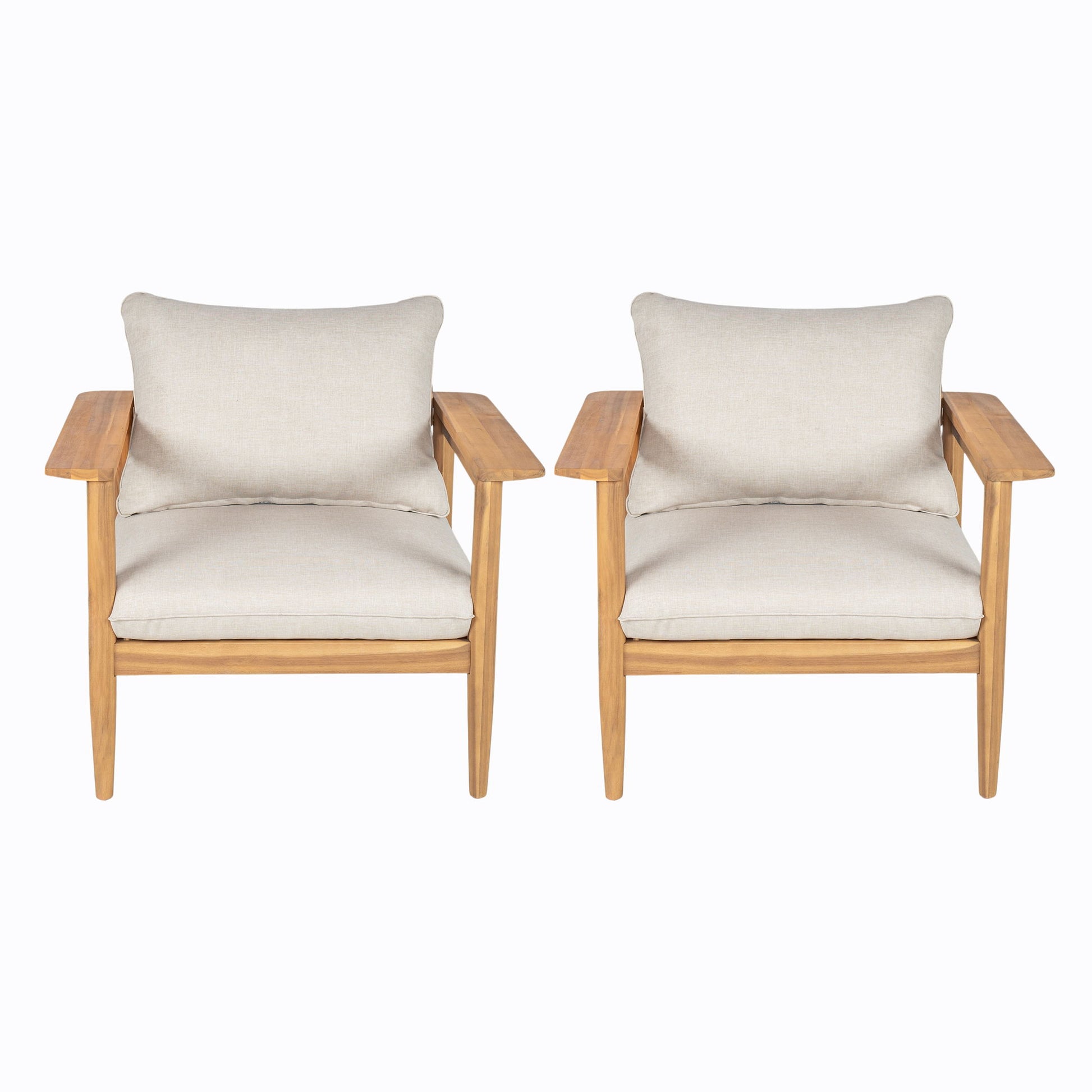 Terassi - Outdoor Lounge Chair (Set of 2) With Cushions - Beige / Light Teak Noble House
