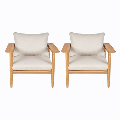 Terassi - Outdoor Lounge Chair (Set of 2) With Cushions - Beige / Light Teak Noble House