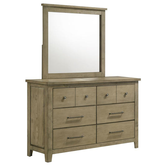 Hazlewood - 6-Drawer Bedroom Dresser With Mirror - Vineyard Oak Coaster Fine Furniture
