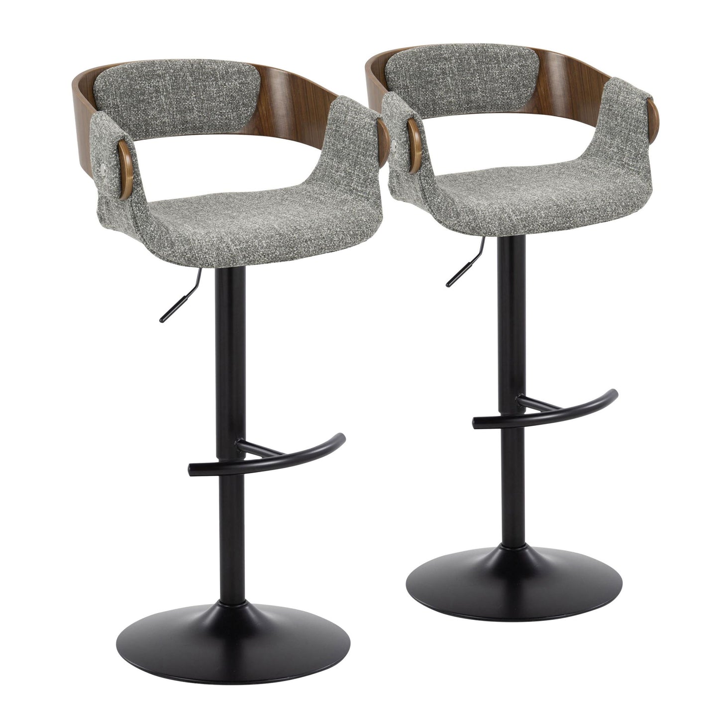 Elisa - Mid Century Modern Adjustable Barstool With Swivel & Rounded T Footrest (Set of 2) Lumi Source