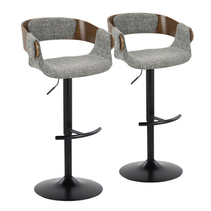 Elisa - Mid Century Modern Adjustable Barstool With Swivel & Rounded T Footrest (Set of 2) Lumi Source