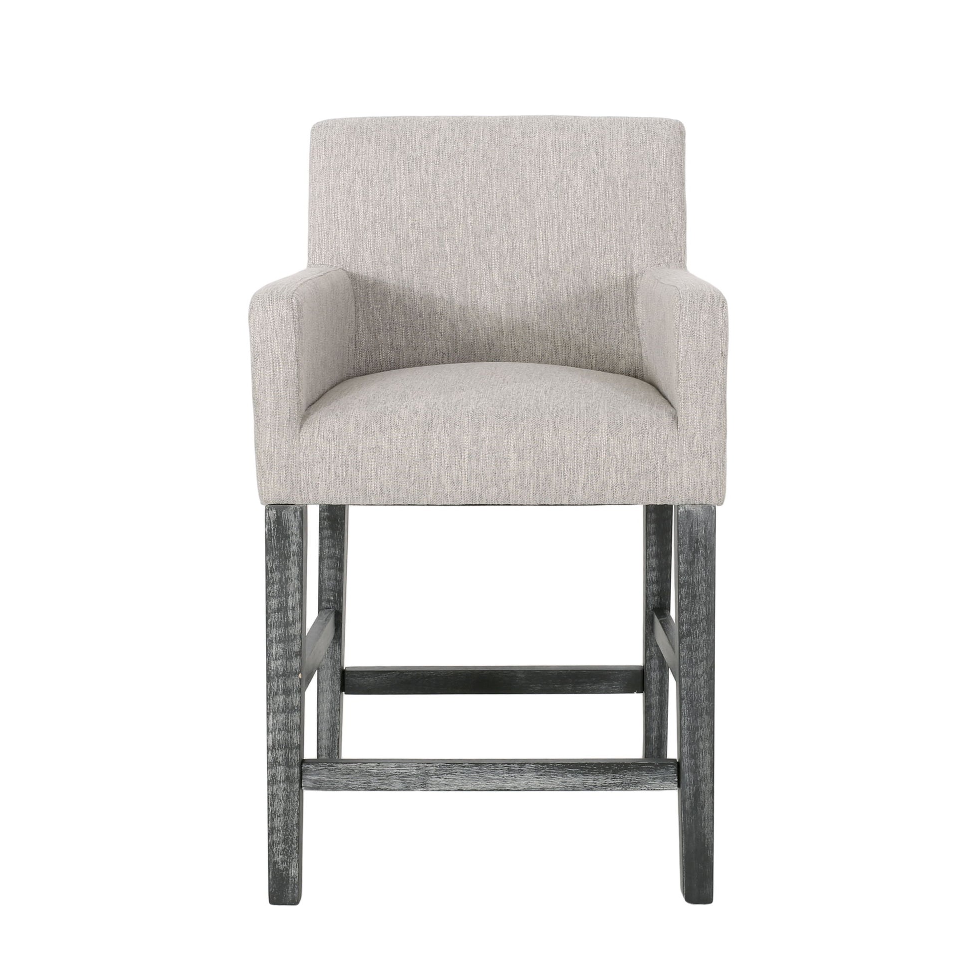 Charmed Upholstered Counter Stool With H Frame Base And Round Arms Noble House