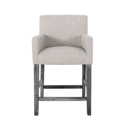 Charmed Upholstered Counter Stool With H Frame Base And Round Arms Noble House